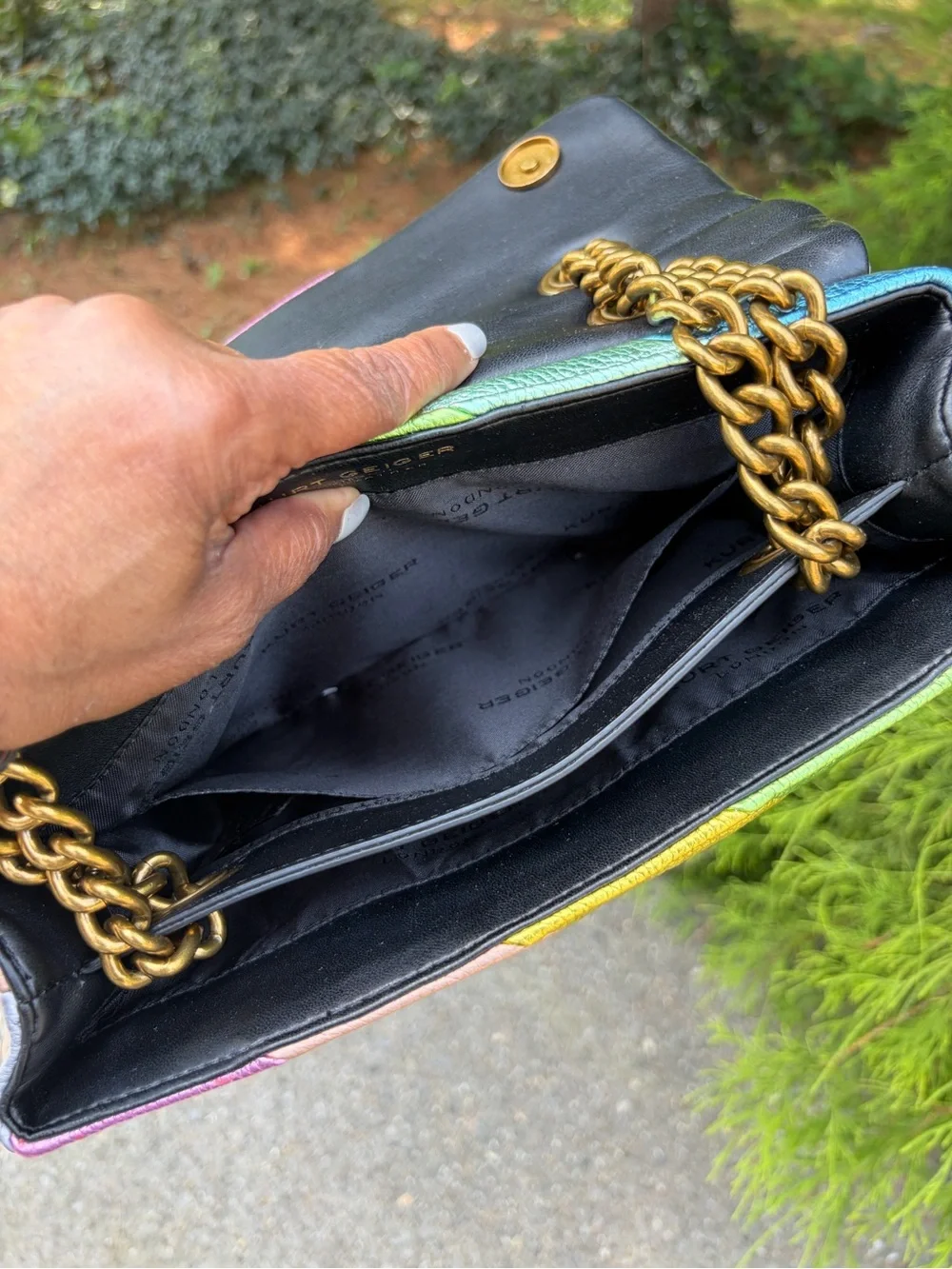 Kurt Geiger London Large Kensington Rainbow Metallic Leather Shoulder Bag 🌈